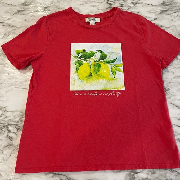 Forever 21 Tops - Forever 21 Women’s Lemon Purposeful Inspiration Quote T- Shirt Size M